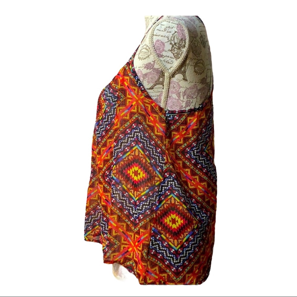 Aztec & Colorful Pattern Tank Top.Open back M - Picture 8 of 15